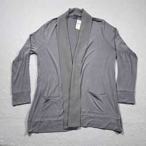 Ann Taylor LOFT Cardigan Sweater Women's XL Open Front Gray Modal Wool‎ NWT